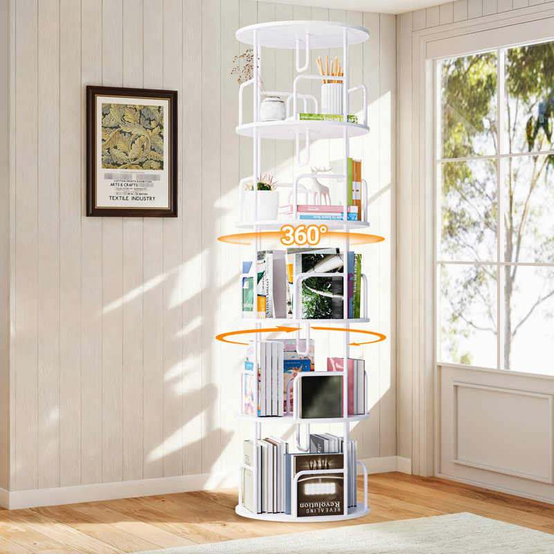 Étagère de rangement Spinning 360 à 5 niveaux pour différentes pièces, blanc, peu encombrant et aspect élégant