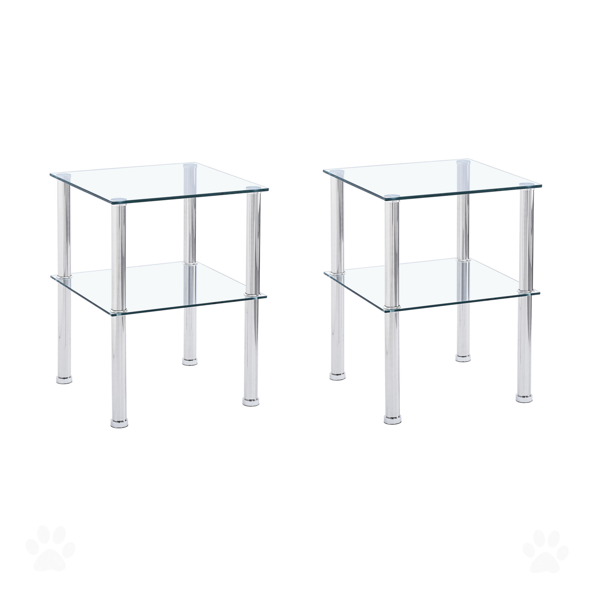 Orren Ellis Hurlburt Glass End Table Set with Storage | Wayfair