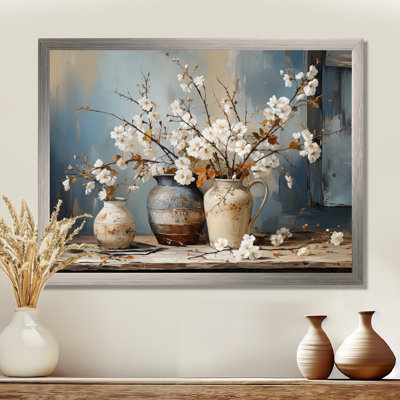 Pottery And Flowers Still Life I On Canvas Print