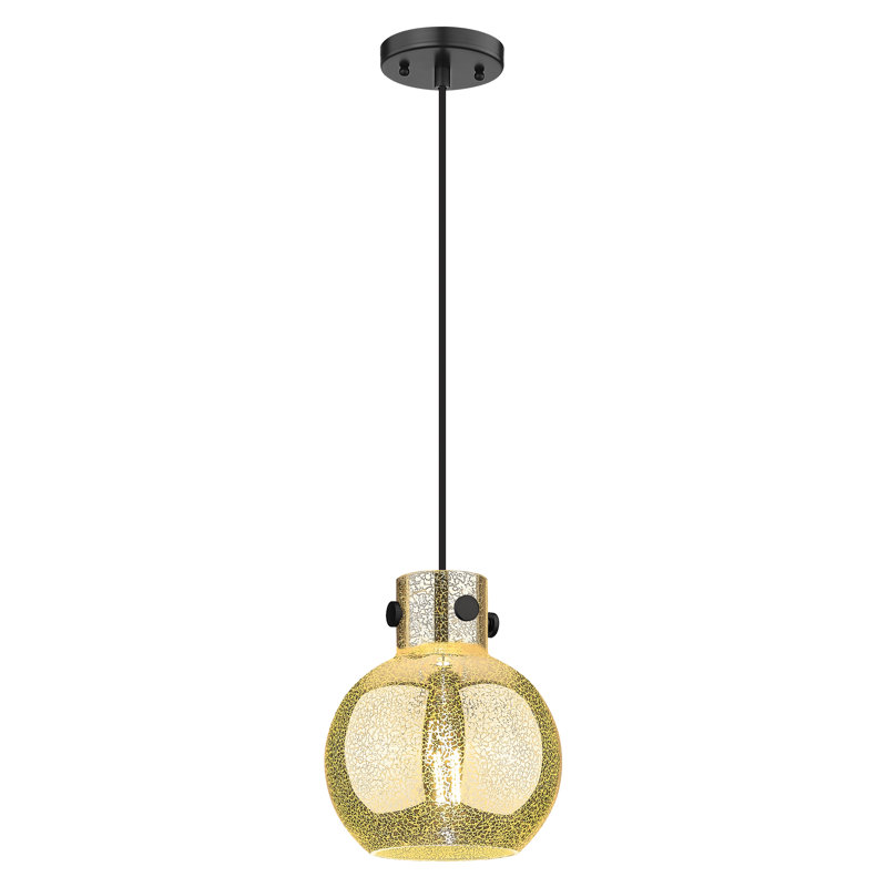Luminaire suspendu 1 lumière Lantz, H 9,13 po x l 8 po x P 8 po, Noir mat