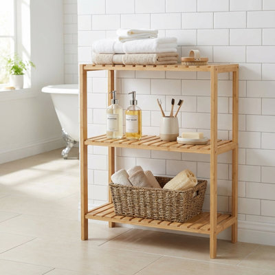 Étagère de rangement à 3 niveaux en bambou, multifonctionnelle