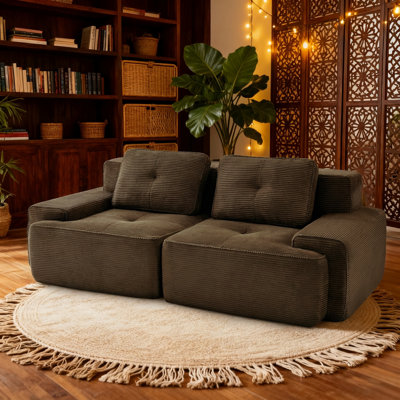 81.8” Modular Loveseat Sofa Cloud Couch, Modern Corduroy Boneless Small Couches for Small Spaces, Comfy 2-Seater Love Seat Couch with Deep Seat & Tufted Design for Apartment, Bedroom