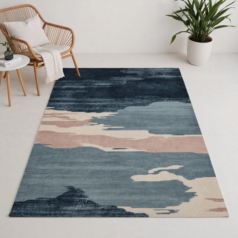 Watercolor Gray Indoor and Outdoor Area Rug, Rectangle 9' x 12'