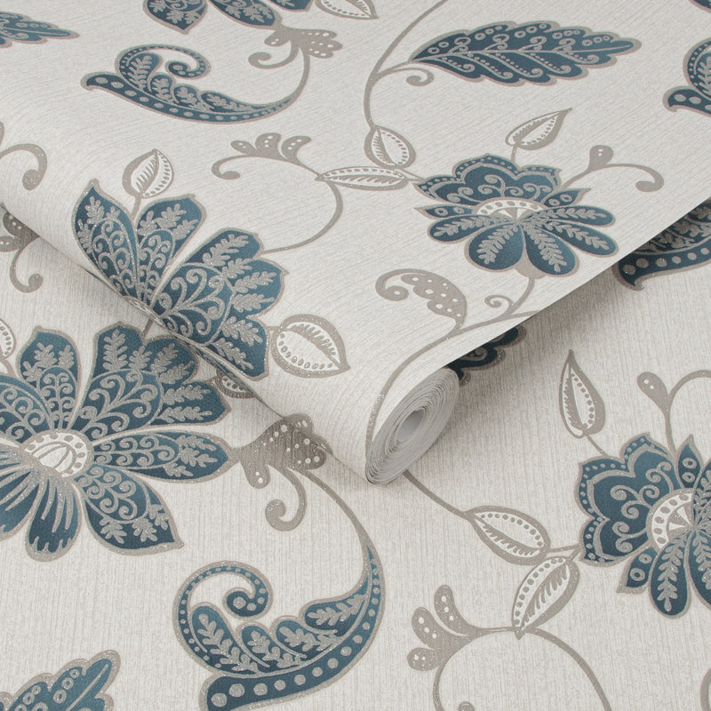 Jarboe Floral Wallpaper Roll, Emerald