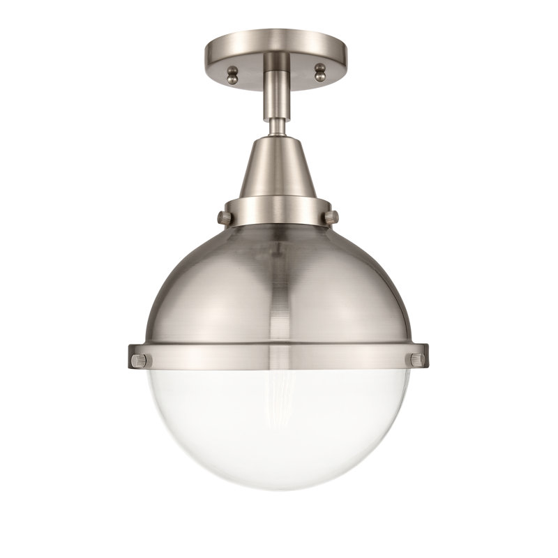 Plafonnier encastré en verre Amede, Nickel satiné brossé, H 13,38 po x l 9 po x P 9 po, Transparent