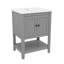 Meuble-lavabo moderne 24 po avec lavabo en céramique exquis et tablette ouverte-118041296