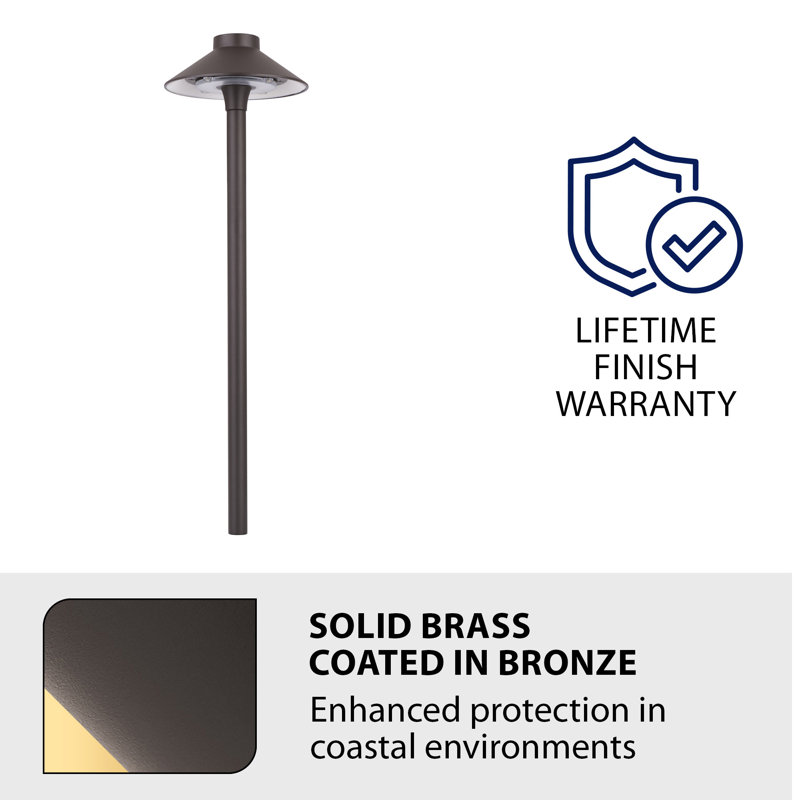 Colorscaping Low Voltage Integrated LED Aluminum Pathway Light, Solid Brass Coated/Bronze