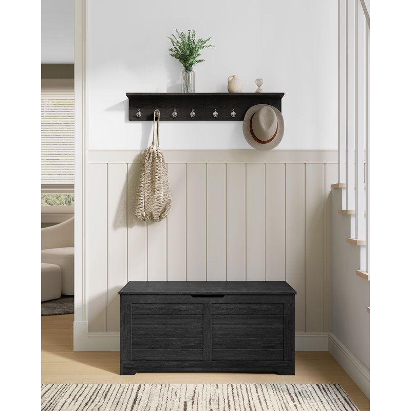 Kenesaw Storage Bench, 46cm H x 100cm W x 40cm D, Black