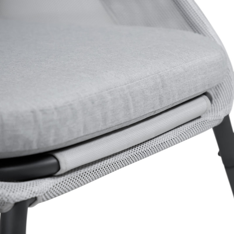 Chaise d'extérieur pliable avec abat-jour en filet, gris, Gris clair