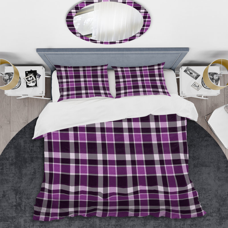 Ensemble de housse de couette en microfibre noir / mauve 3 pièces, Housse de couette pour très grand lit et 2 très