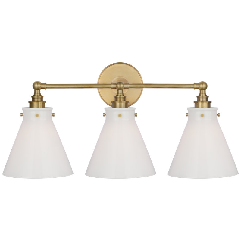 Parkington 3 - Light Vanity Light, Antique Burnished Brass, Clear