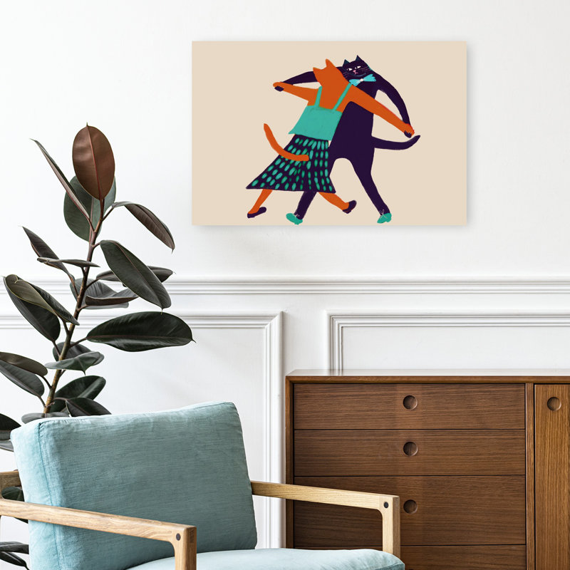 Elegant Dancing Cats Elegant Playful Whimsical Cat Wall Art Print 1 Piece Wrapped Canvas Wall Art, 40.64cm H x 60.96cm W