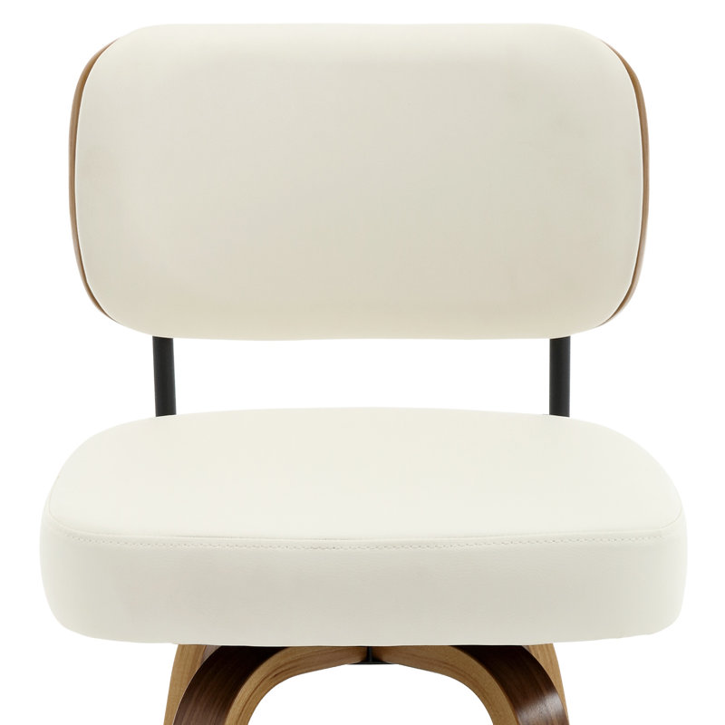 Tabouret de bar et de comptoir pivotant Logreira, Blanc, Tabouret de comptoir (siège d'une hauteur de 26 p, Brun