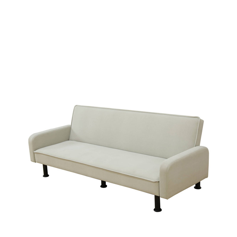 Twin 77.5'' Upholstered Convertible Sofa, Begie Velvet