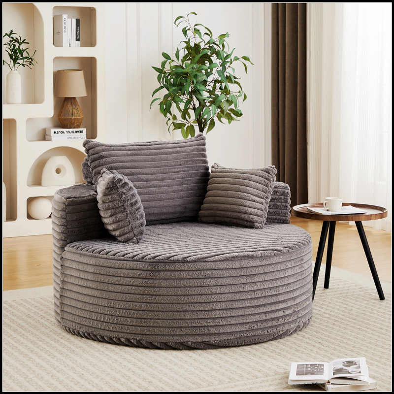 Fauteuil Fluffy, Velours côtelé gris