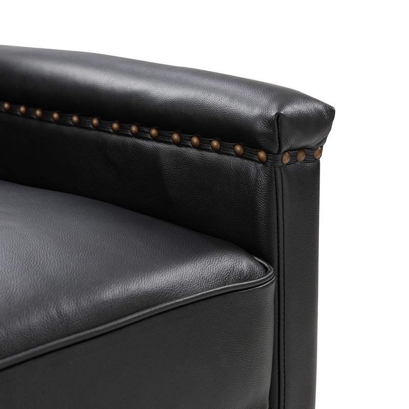 Fauteuil pivotant en cuir 2 pièces Boedy, Noir