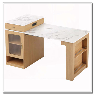 59.5"Kitchen Island With Extendable Dining Table, Kitchen Storage Table With Double-Sided Storage, Kitchen Island With 2 Drawers, Power Outlet, Side O by Lark Manor
