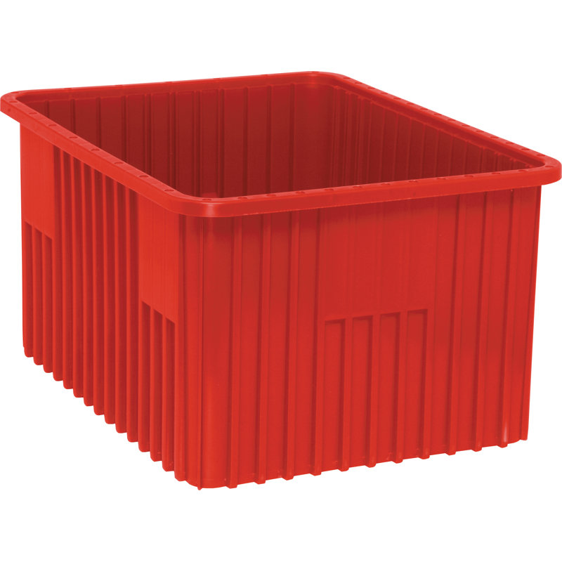 Contenant diviseur à grille, boîte de 3, H 12 po x l 17,5 po x P 22,5 po, Rouge