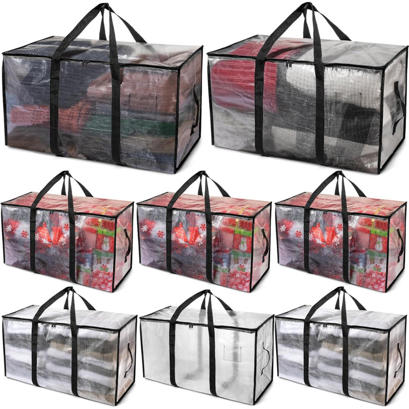 Sacs de déménagement surdimensionnés ou boîtes de rangement pour sac de rangement avec sangles de sac à dos, fermetures à glissière et poignées - Sacs d'emballage robustes pour le déplacement, dortoir universitaire, décorations de Noël, paquet 