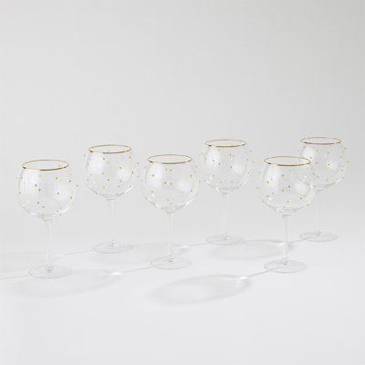 Verres à gobelet S / 6 Celebration - transparent avec pois dorés