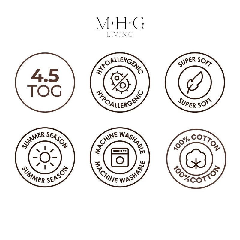 MHG Living 4.5 Tog Summer Cotton Duvet - Anti-Allergy Hypoallergenic Hollowfibre Quilt - Single/Double/King/Super King
