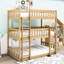 Triple lit simple superposé en bois avec échelles intégrées-1447069962