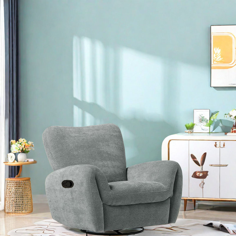 Smayan Upholstered Swivel Recliner, Gray