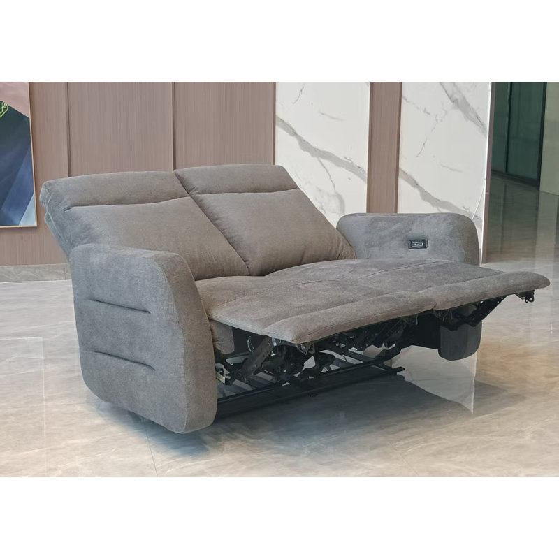 Cotton Blend Electric Reclining Sofa, 2, Dark Grey
