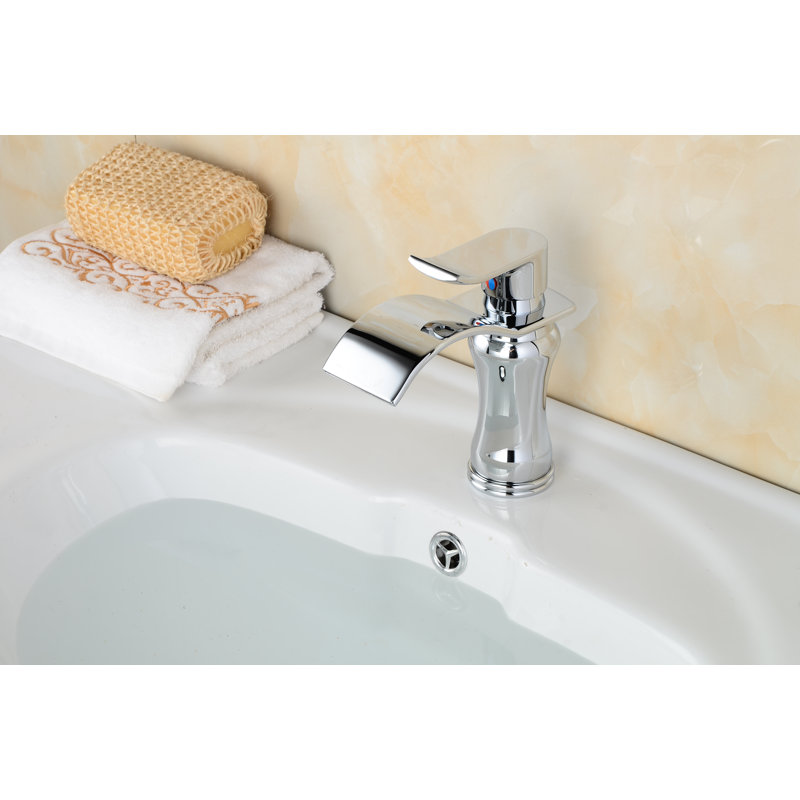 Wovier Single Hole Faucet Single-handle Bathroom Faucet With Cover Plate With Drain, Chrome