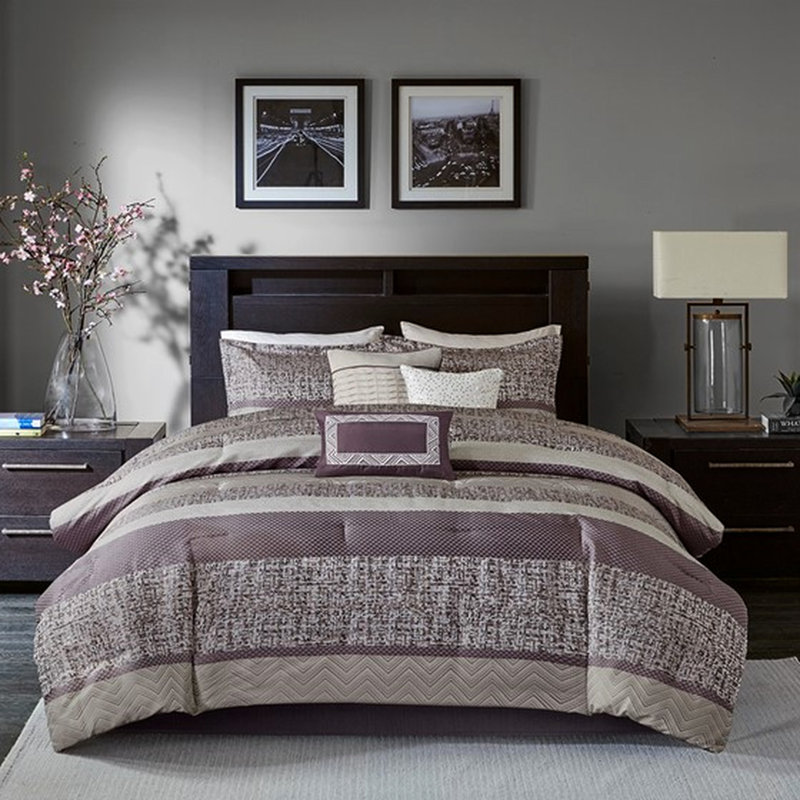 Literie de luxe - édredon 7 pièces, très grand, mauve, Édredon de très grande taille et 6 pièces suppl, Mauve