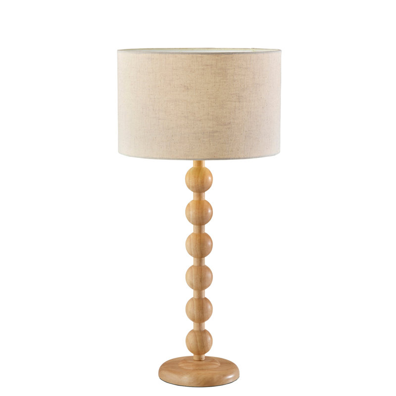 Lampe de table en bois massif Levy, Naturel