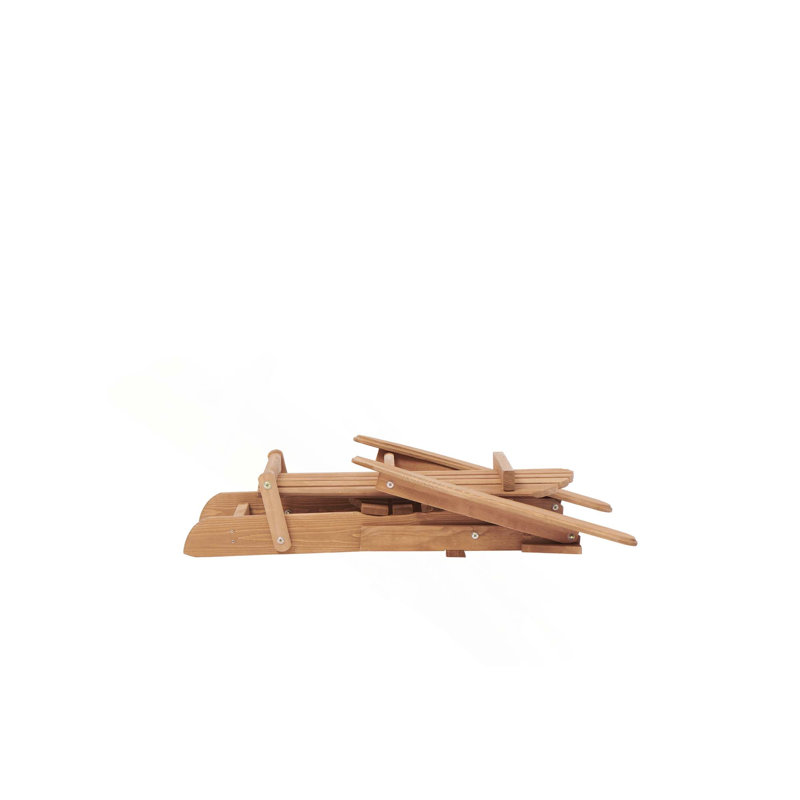 Chaise Adirondack pliante pour l'extérieur avec demi-dossier pré-assemblé pour terrasse de jardin, Light Brown