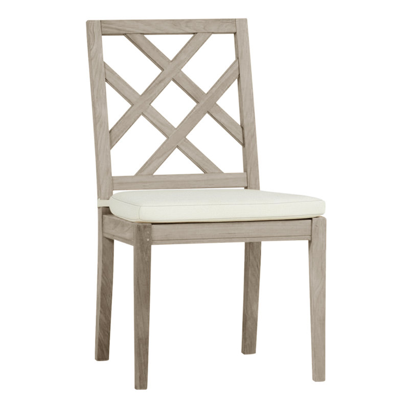 Chaise d'appoint en teck Haley - Huître, Teck huître, Blanc naturel, Pas de soudure