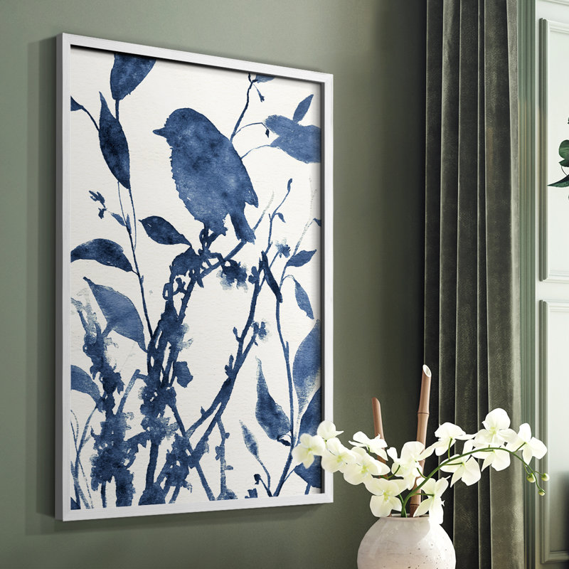 Bluebird Silhouette II, reproduction encadrée - bois massif, Blanc, H 14 po x l 11 po
