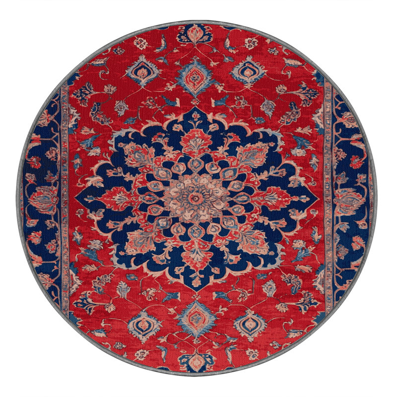 Tapis brun Tabriz lavable à la machine, Round 5'