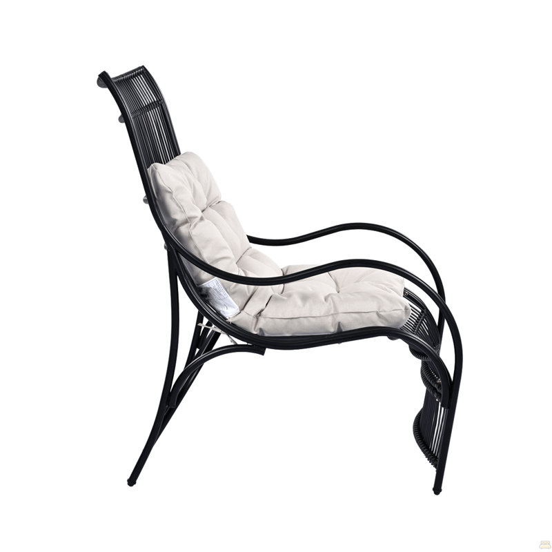 Ensemble de mobilier d'extérieur en osier 3 pièces avec méridienne, Noir