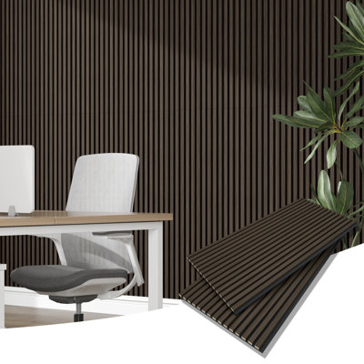 2Pcs 47"x24" Acoustic Wood Wall Paneling Soundproof Panels 3D Slat Wood Wall Panels