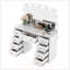 Meuble-lavabo luxueux avec 10 ampoules Hollywood, 3 modes d'éclairage, une coiffeuse classique avec tabouret rembourré et 9 tiroirs de rangement pour la chambre à coucher