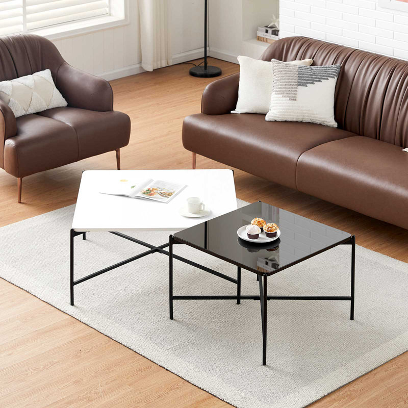 Coffee Table with Storage, White/Black