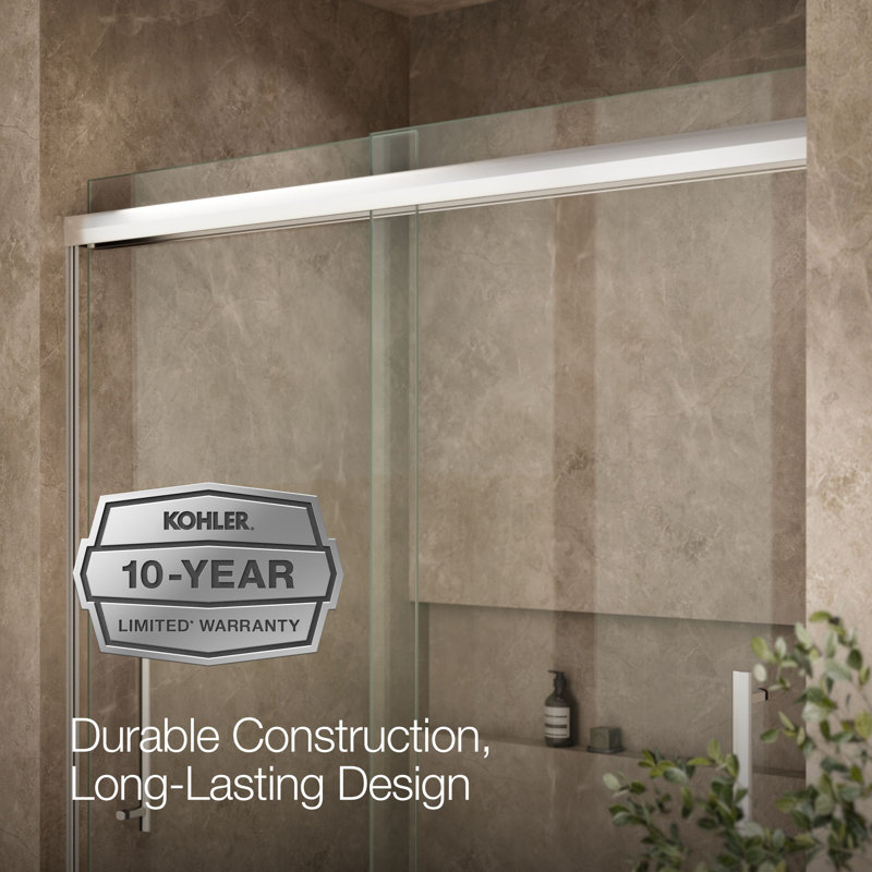 Pleat Frameless Sliding Bath Door, Silver
