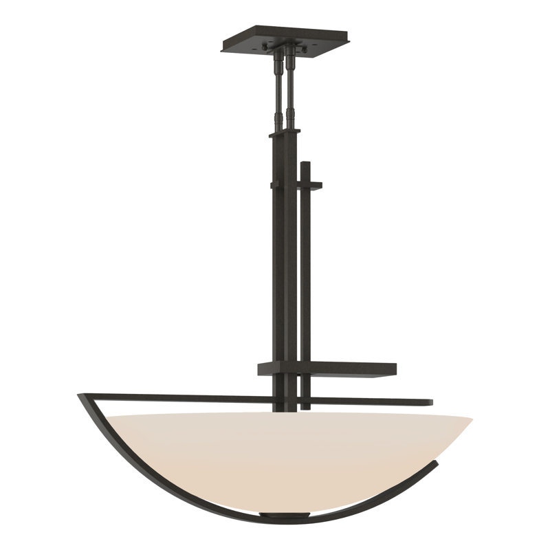 Ondrian 3 - Light Unique/Statement Bowl Pendant, Dark Smoke, Opal