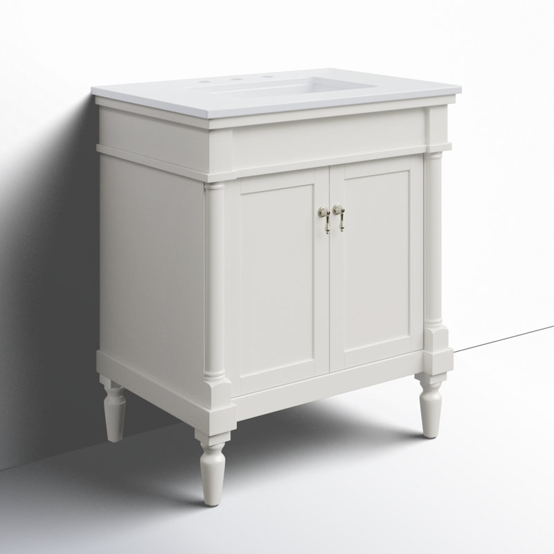 Lexington 30'' Single Bathroom Vanity with Engineered Marble Top, Vintage Mint