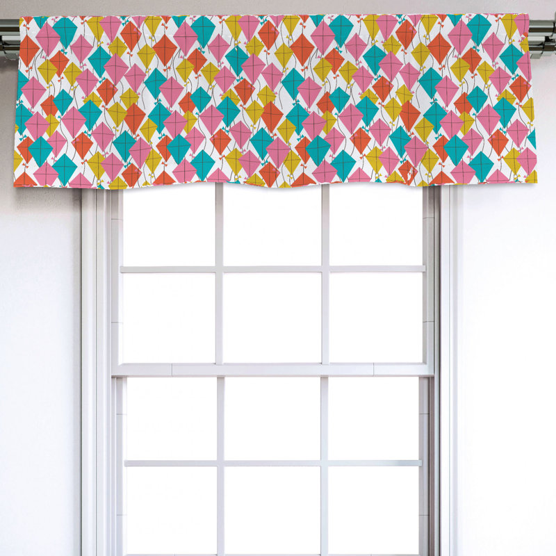 Sateen Geometric Ruffled Window Valance