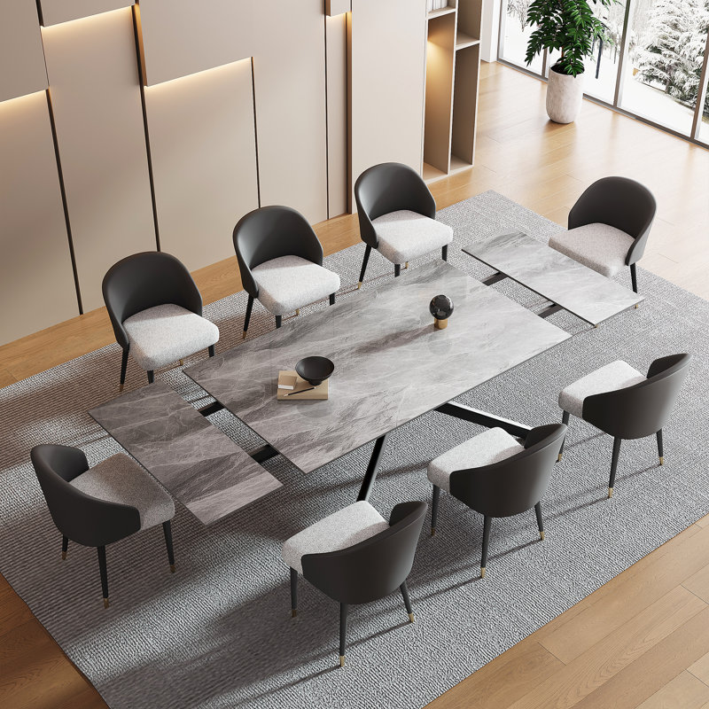 Table de salle à manger Majour , Noir/gris, Gris italien