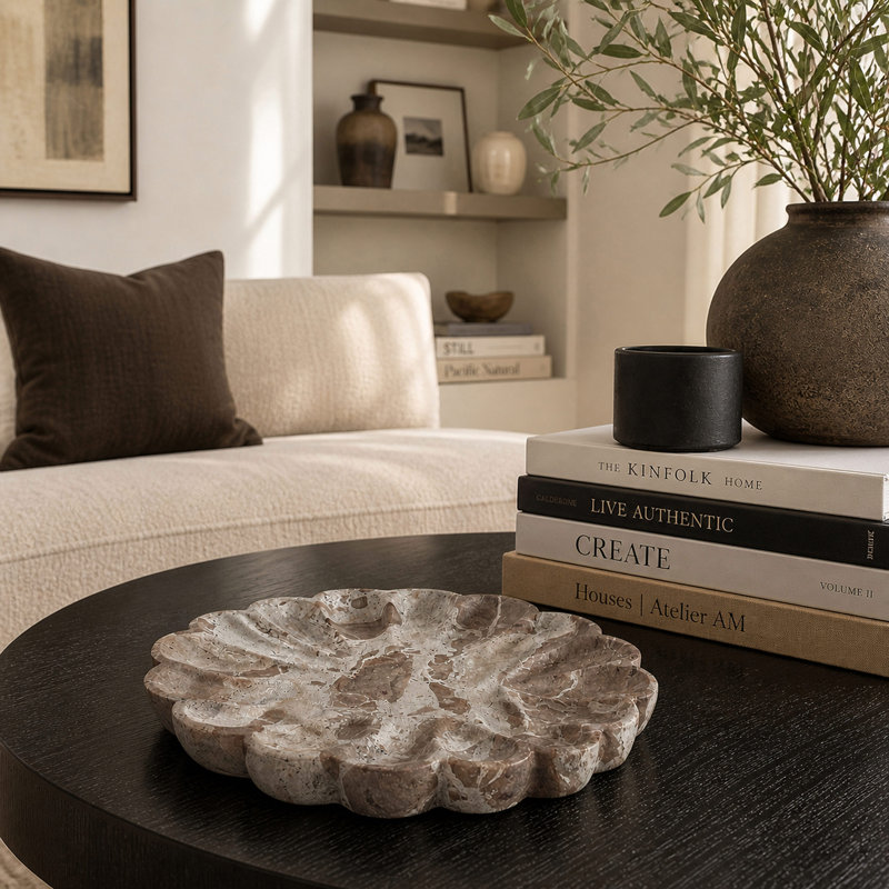 Aether - Beige Marble Decorative Tray | Catchall Organizer