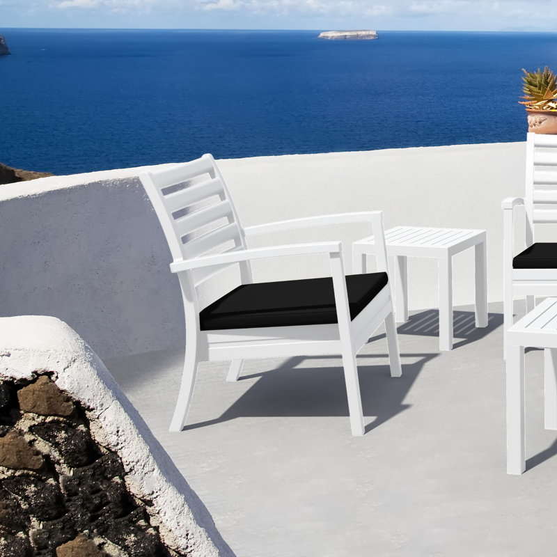 Quadis Upholstered Club Chair, White, Canvas Black Sunbrella® Canvas