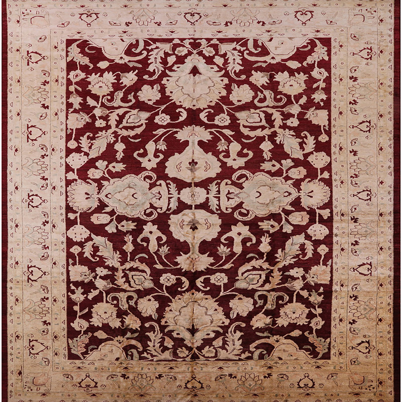 Tapis beige / rouge Castanon, Carré 4 pi