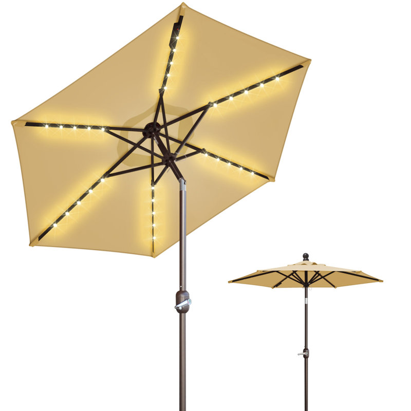 Parasol à DEL incliné pour l'extérieur, Beige