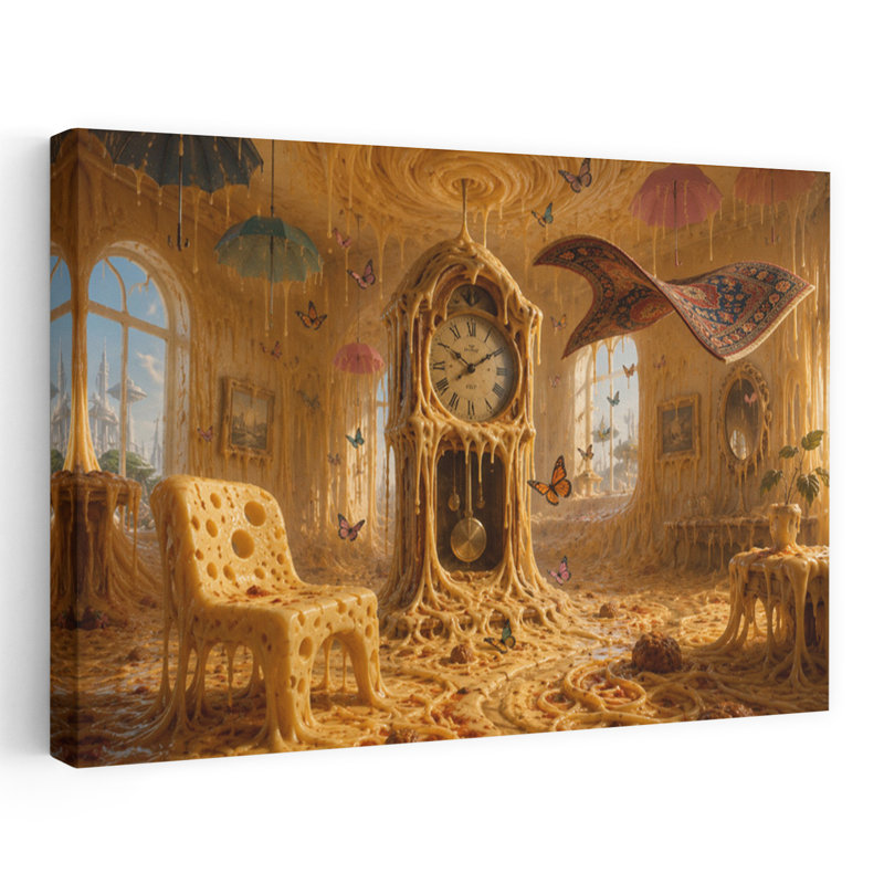 «Whimsical Pasta Dream», impression d'art contemporain fantaisiste sur papillon, H 40 po x l 60 po