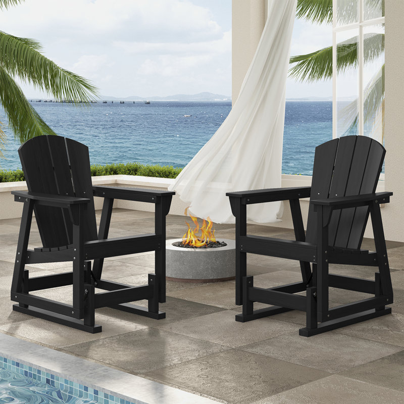 Fauteuil oscillant en PEHD Adirondack, Noir, 2